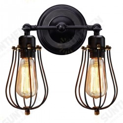 110V Wall Sconce 2 Light Metal Industrial Wire Cage Light Fixture Vintage Style Edison Rustic Wall Lamp for Headboard Bedroom Farmhouse Without Bulbs 110V Wall Sconce 2 Light Metal Industrial Wire Cage Light Fixture Vintage Style Edison Rustic Wall Lamp for Headboard Bedroom Farmhouse Without Bulbs