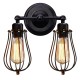 110V Wall Sconce 2 Light Metal Industrial Wire Cage Light Fixture Vintage Style Edison Rustic Wall Lamp for Headboard Bedroom Farmhouse Without Bulbs