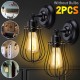 2Pcs 110V E26 Vintage Wall Light Without Bulbs Industrial Lighting Adjustable Socket Rustic Sconces Wire Metal Cage Wall Lamp Retro Lights Fixture