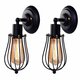 2Pcs 110V E26 Vintage Wall Light Without Bulbs Industrial Lighting Adjustable Socket Rustic Sconces Wire Metal Cage Wall Lamp Retro Lights Fixture