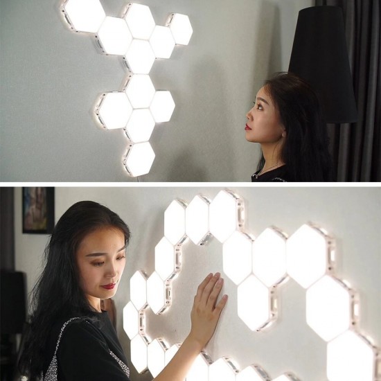 LED Wall Light Hexagon White Ambient Lighting Touch Control Lighting System Room Lamp Home Decoration