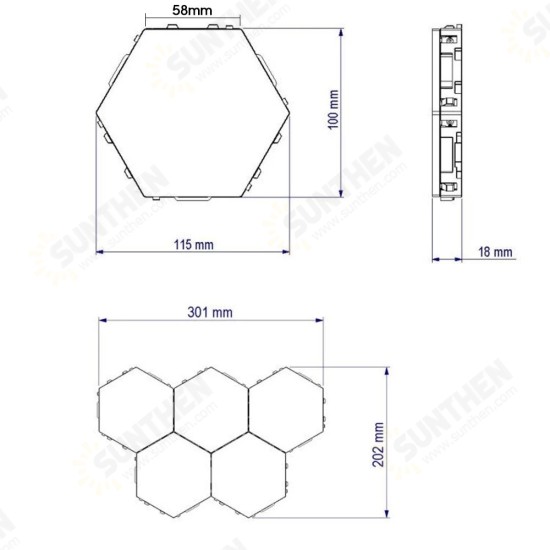 LED Wall Light Hexagon White Ambient Lighting Touch Control Lighting System Room Lamp Home Decoration