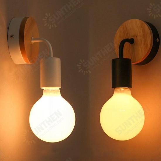 Modern White Black E27 Wall Lamp Fixture Sconce Holder Wood Base Cafe Home Decor Modern White Black E27 Wall Lamp Fixture Sconce Holder Wood Base Cafe Home Decor
