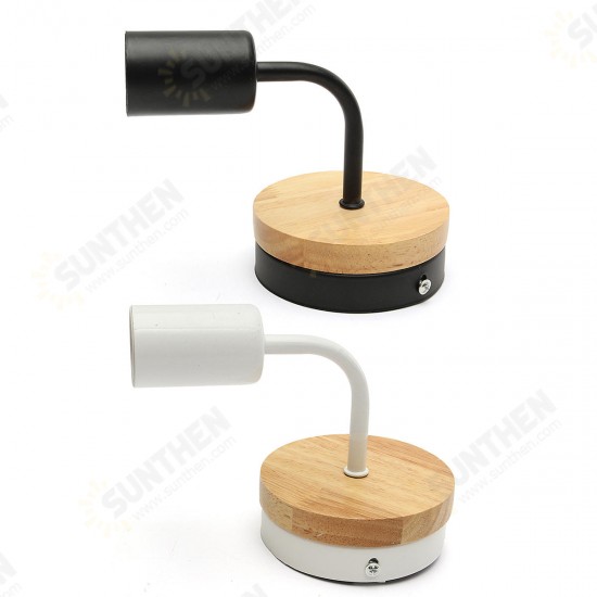 Modern White Black E27 Wall Lamp Fixture Sconce Holder Wood Base Cafe Home Decor Modern White Black E27 Wall Lamp Fixture Sconce Holder Wood Base Cafe Home Decor
