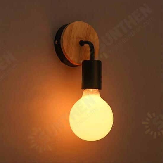 Modern Wood Metal E27 Holder Wall Lamp Bedroom Restaurant Corridor Lighting