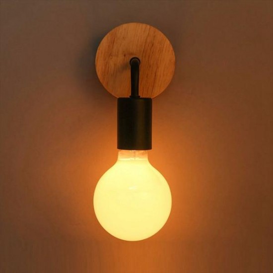 Modern Wood Metal E27 Holder Wall Lamp Bedroom Restaurant Corridor Lighting