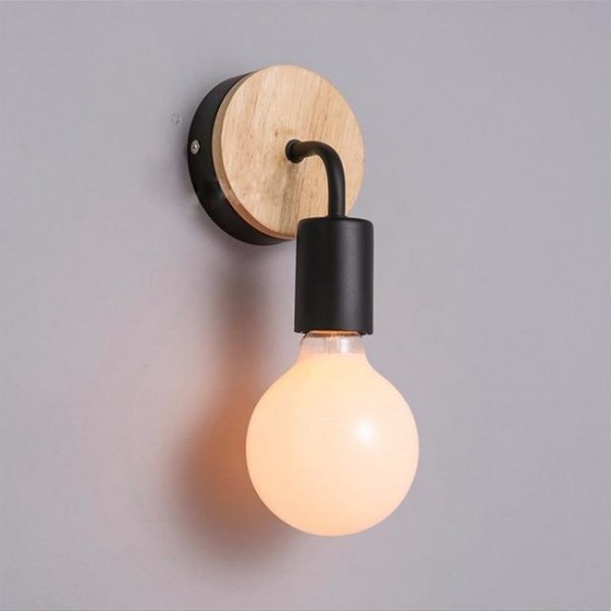 Modern Wood Metal E27 Holder Wall Lamp Bedroom Restaurant Corridor Lighting