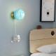 Moon Wall Lamp Modern Simple Creative Astronaut Cartoon Wall Lights 3-Level Dimming Suitable For Children's Room Bedroom Bedside Background Decor Lamp