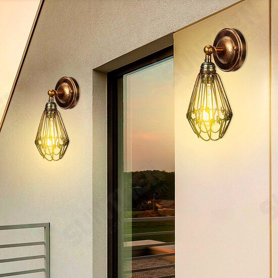 Nordic Retro Industrial Style Wall Lamp Cafe Restaurant Bar Small Iron Cage Wall Lamp Nordic Retro Industrial Style Wall Lamp Cafe Restaurant Bar Small Iron Cage Wall Lamp