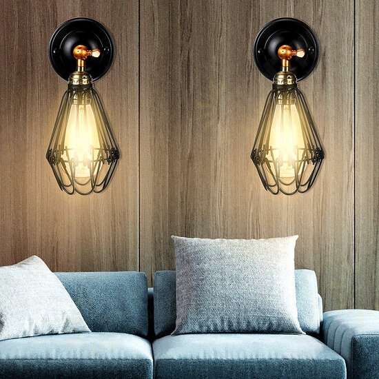 Nordic Retro Industrial Style Wall Lamp Cafe Restaurant Bar Small Iron Cage Wall Lamp Nordic Retro Industrial Style Wall Lamp Cafe Restaurant Bar Small Iron Cage Wall Lamp