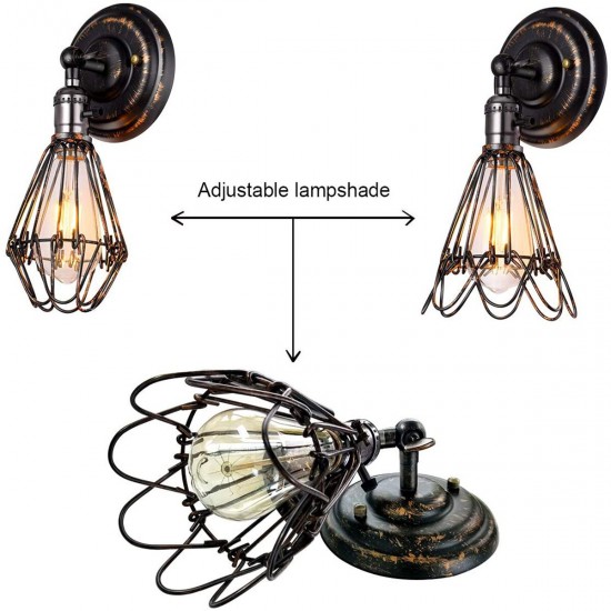 Nordic Retro Industrial Style Wall Lamp Cafe Restaurant Bar Small Iron Cage Wall Lamp