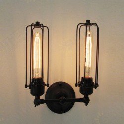 Vintage 2 Heads Loft Iron Cages Wall Light Edison Country Style Lamp Vintage 2 Heads Loft Iron Cages Wall Light Edison Country Style Lamp