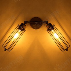 Vintage 2 Heads Loft Iron Cages Wall Light Edison Country Style Lamp Vintage 2 Heads Loft Iron Cages Wall Light Edison Country Style Lamp