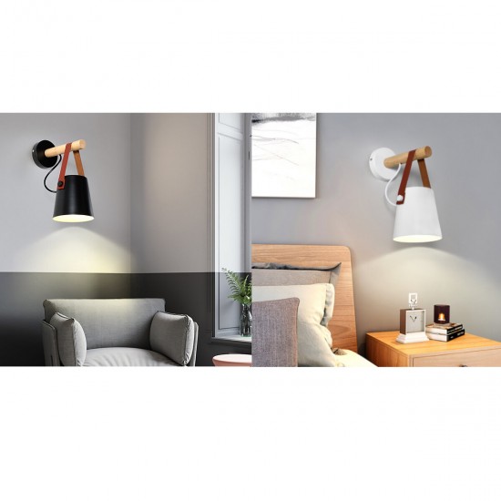 Wall-mounted Lamp Bedside Hanging Wood Lights Living Room Bedroom Decor 220V