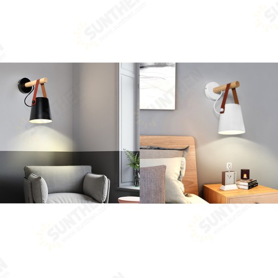 Wall-mounted Lamp Bedside Hanging Wood Lights Living Room Bedroom Decor 220V