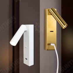 Brush Brass LED Wall Lamp Bedside Headboard Reading Lamp DC 5V 2A USB Charger Adjustable Table Desk Reading Lighting Brush Brass LED Wall Lamp Bedside Headboard Reading Lamp DC 5V 2A USB Charger Adjustable Table Desk Reading Lighting