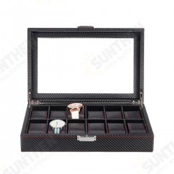 10/12 Slots Carbon Fibre Pattern PU Leather Watch Box Jewellery Display Collection Storage Box 10/12 Slots Carbon Fibre Pattern PU Leather Watch Box Jewellery Display Collection Storage Box