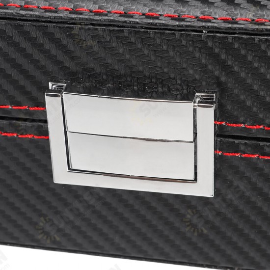 10/12 Slots Carbon Fibre Pattern PU Leather Watch Box Jewellery Display Collection Storage Box