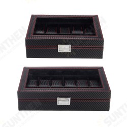 10/12 Slots Carbon Fibre Pattern PU Leather Watch Box Jewellery Display Collection Storage Box 10/12 Slots Carbon Fibre Pattern PU Leather Watch Box Jewellery Display Collection Storage Box