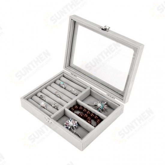 2 in 1 Detachable Portable Jewelry Cosmetic Storage Case Organizer Display Jewelry Watch Box