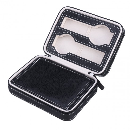 2/4/8 Slots Portable PU Leather Zipper Watch Box Watch Storage Case Bag
