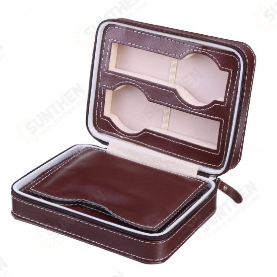 2/4/8 Slots Portable PU Leather Zipper Watch Box Watch Storage Case Bag