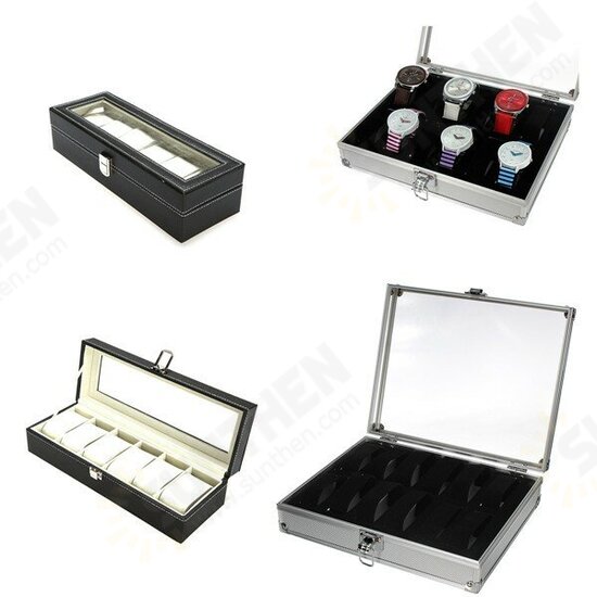 6 Grids Aluminium Watch Storage Case Holder Organiser Display Jewelry Watch Box