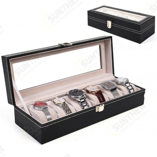 6 Grids Aluminium Watch Storage Case Holder Organiser Display Jewelry Watch Box