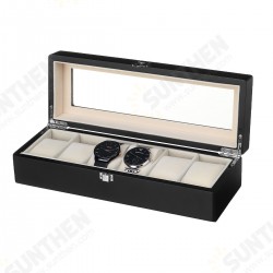 6 Slots Coffee Watch Boxes with Window Pillow Watch Jewelry Display Storage Box 6 Slots Coffee Watch Boxes with Window Pillow Watch Jewelry Display Storage Box