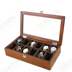 12 Slots Wooden with Skylight Watch Box Jewellery Display Collection Storage Box 12 Slots Wooden with Skylight Watch Box Jewellery Display Collection Storage Box
