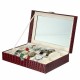 Brown 12 Slots Crocodile Pattern Watch Box with Pillow