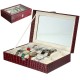 Brown 12 Slots Crocodile Pattern Watch Box with Pillow