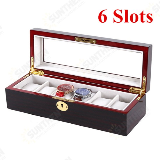 6/10/12/20 Slot Watch Display Wood Jewelry Storage Organizer Watch Box