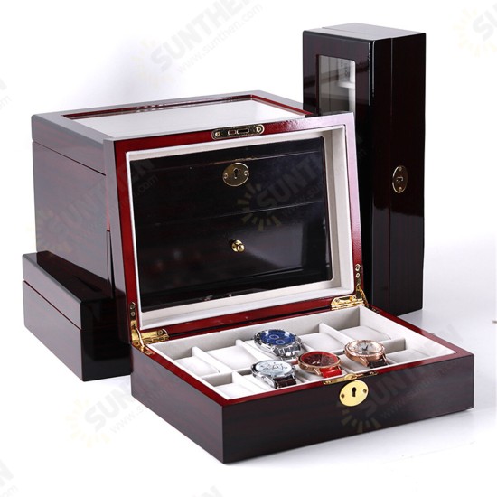 6/10/12/20 Slot Watch Display Wood Jewelry Storage Organizer Watch Box