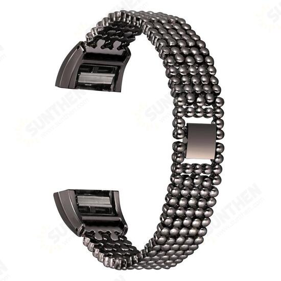 15mm Metal Watch Band High Quality 5 Rows Stainless Steel Strap Replacement for Fitbit Charge 2