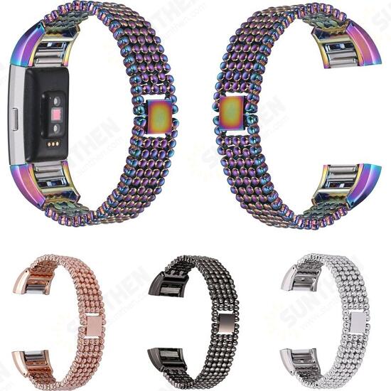 15mm Metal Watch Band High Quality 5 Rows Stainless Steel Strap Replacement for Fitbit Charge 2