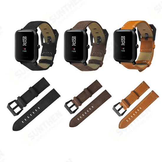 20mm Watch Band Genuine Leather Watchband Replacement for HUAMI AMAZFIT