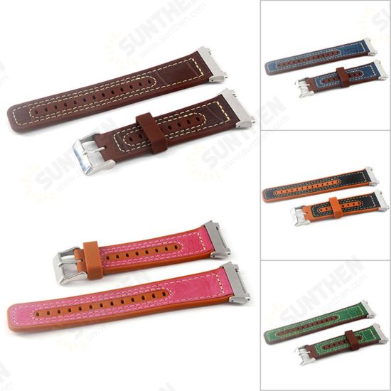 22mm Watch Band Genuine Leather Plus Silicone Starp Replacement for Fitbit Blaze Smart Watch