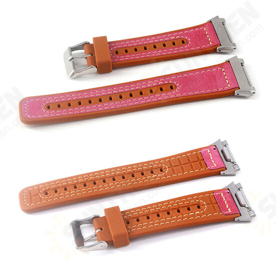 22mm Watch Band Genuine Leather Plus Silicone Starp Replacement for Fitbit Blaze Smart Watch