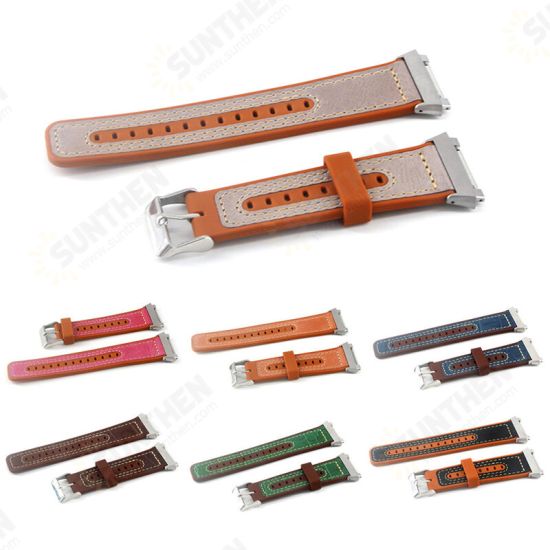 22mm Watch Band Genuine Leather Plus Silicone Starp Replacement for Fitbit Blaze Smart Watch