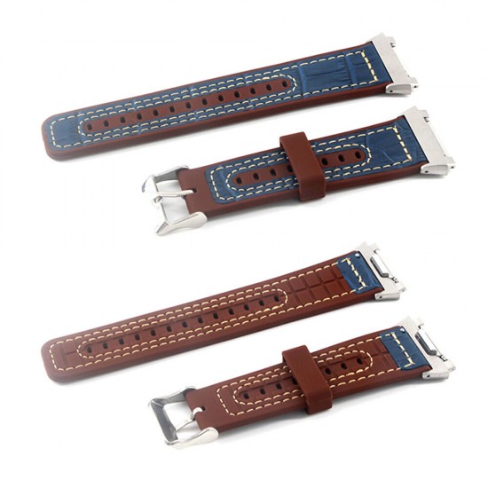 22mm Watch Band Genuine Leather Plus Silicone Starp Replacement for Fitbit Blaze Smart Watch