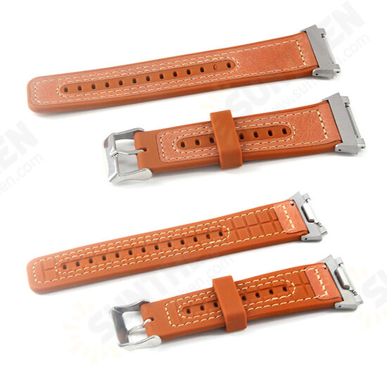 22mm Watch Band Genuine Leather Plus Silicone Starp Replacement for Fitbit Blaze Smart Watch