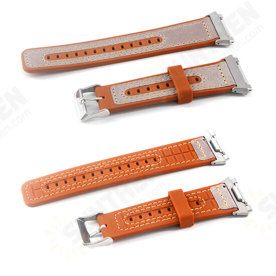 22mm Watch Band Genuine Leather Plus Silicone Starp Replacement for Fitbit Blaze Smart Watch