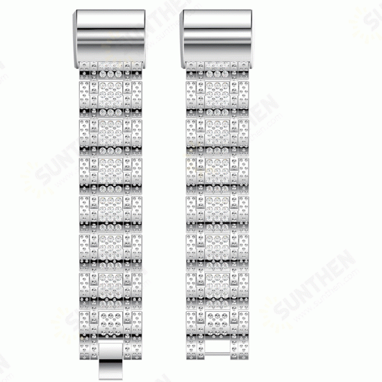 Crystal Watch Band Luxury Alloy Diamante Metal Strap Replacement for Fitbit Charge 2