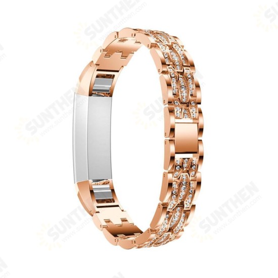 Metal Crystal Watch Band Luxury Stainless Steel Strap Replacement for Fitbit Alta HR and Fitbit Alta