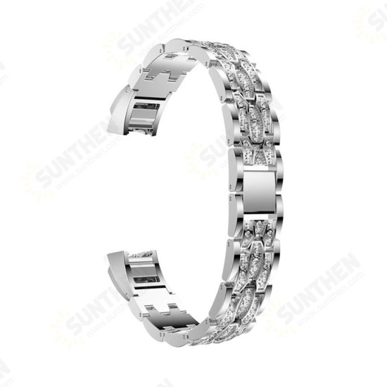 Metal Crystal Watch Band Luxury Stainless Steel Strap Replacement for Fitbit Alta HR and Fitbit Alta