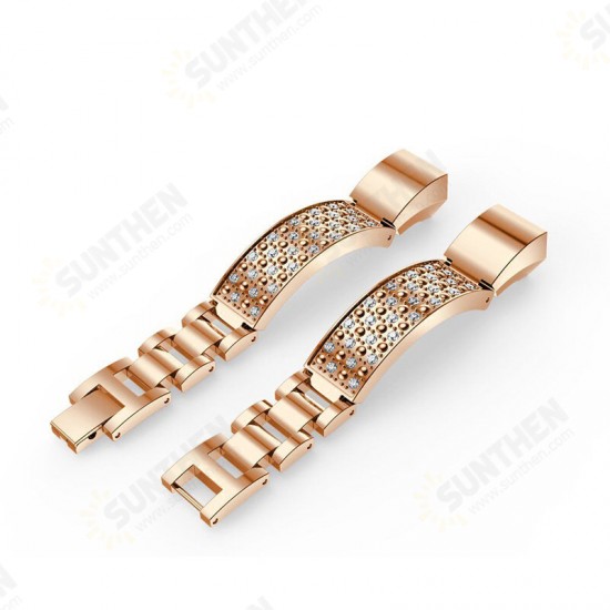 Rhinestone Watch Band Adjustable Stainless Steel Strap Replacement for Fitbit Alta and Alta HR