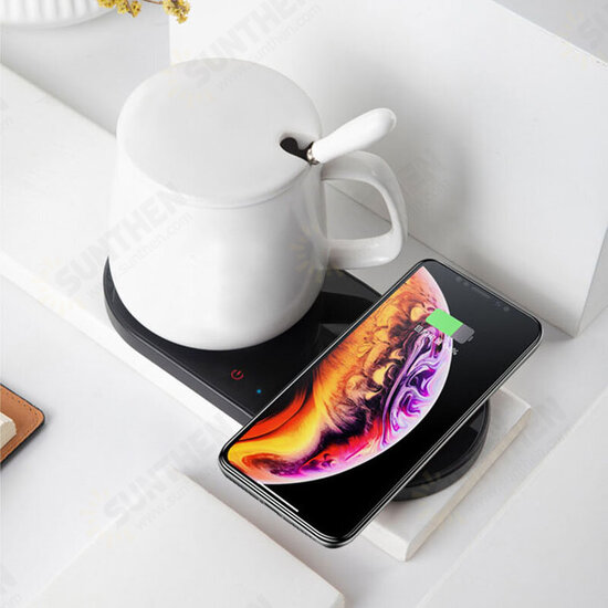 2 in 1 Wireless Charging 55℃ Constant Temperature Cup Heating Mat Electric Tea Warmer