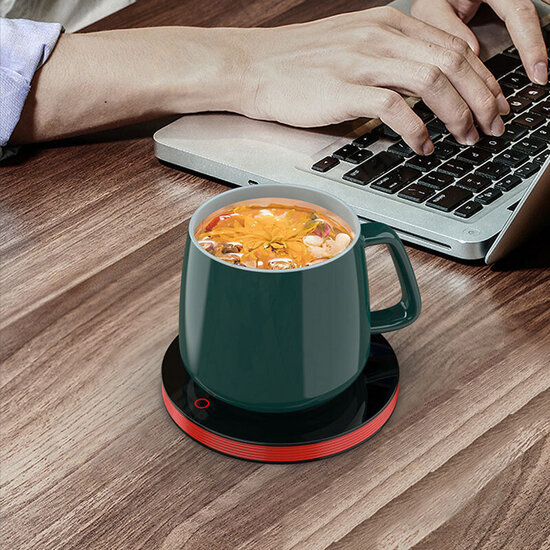 55℃ Constant Temperature Cup Heating Mat 18W Two Gear Touch Control Electric Tea Warmer 8H Automatic Power Off Protection for Home Office Travel