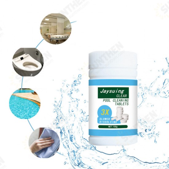 100 Pcs Swimming Pool Chlorine Tablets High Content Chlorine Effervescent Sanitizing Tablet Cleaning for Swimming Pool